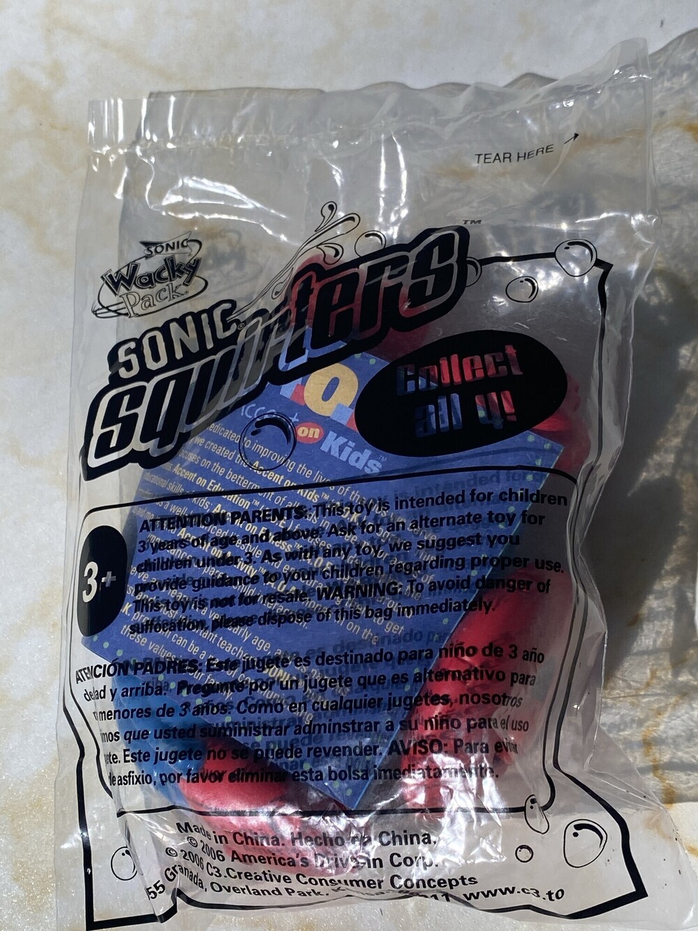 New Sonic Squirters Blue Red Car Wacky Pack Kids Meal Toy Sealed